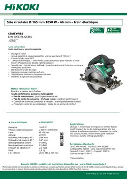 Scie circulaire 66 mm - 1050 W - lame diamètre 165 mm | C6MEYWBZ