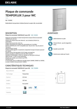 Plaque de commande TEMPOFLUX 3 pour WC
