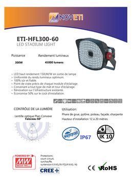 Projecteur stadium et phare de grue | ETI-HFL300-60