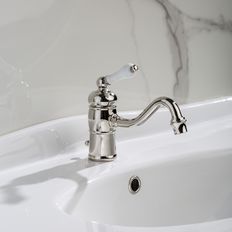 Mitigeur de lavabo monotrou THÉTIS Manette porcelaine blanche | M04-1101M