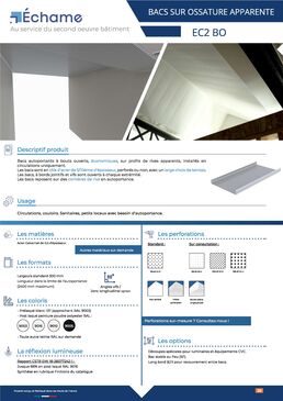 Bacs autoportants sur ossature apparente | EC2-BO 