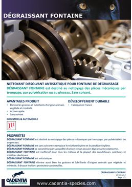 Nettoyant dissolvant antistatique pour fontaine de dégraissage | CADENTIA DEGRAISSANT FONTAINE