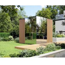 Sauna extérieur en verre et bois avec plaques décoratives | Dream Chalet