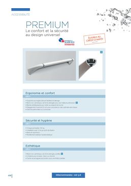 Barre de maintien droite horizontale blanche (L. 300mm) | PREMIUM