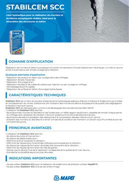 Liant hydraulique auto-plaçant | STABILCEM SCC pour mortiers et bétons fluides