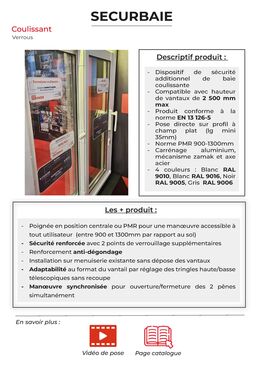 Verrou 2 points de baies coulissantes