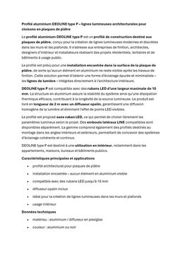 Profilé aluminium aux lignes lumineuses architecturales pour cloisons en plaques de plâtre | DEOLINE type P
