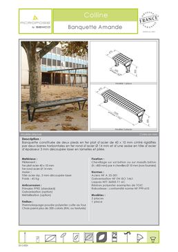 Banquette urbaine | Banquette Amande en acier thermolaqué
